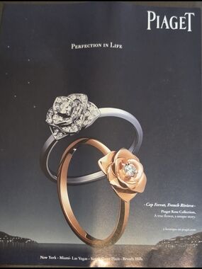 Piaget Rose Gold Floral Diamond Ring Print Ad Size 8"×10"